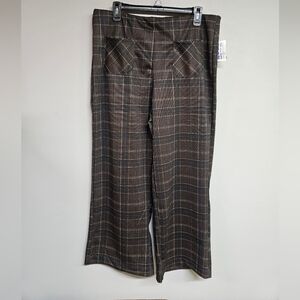 Meg & Margot Plaid Wide Leg Women's Pants Large Pull-on